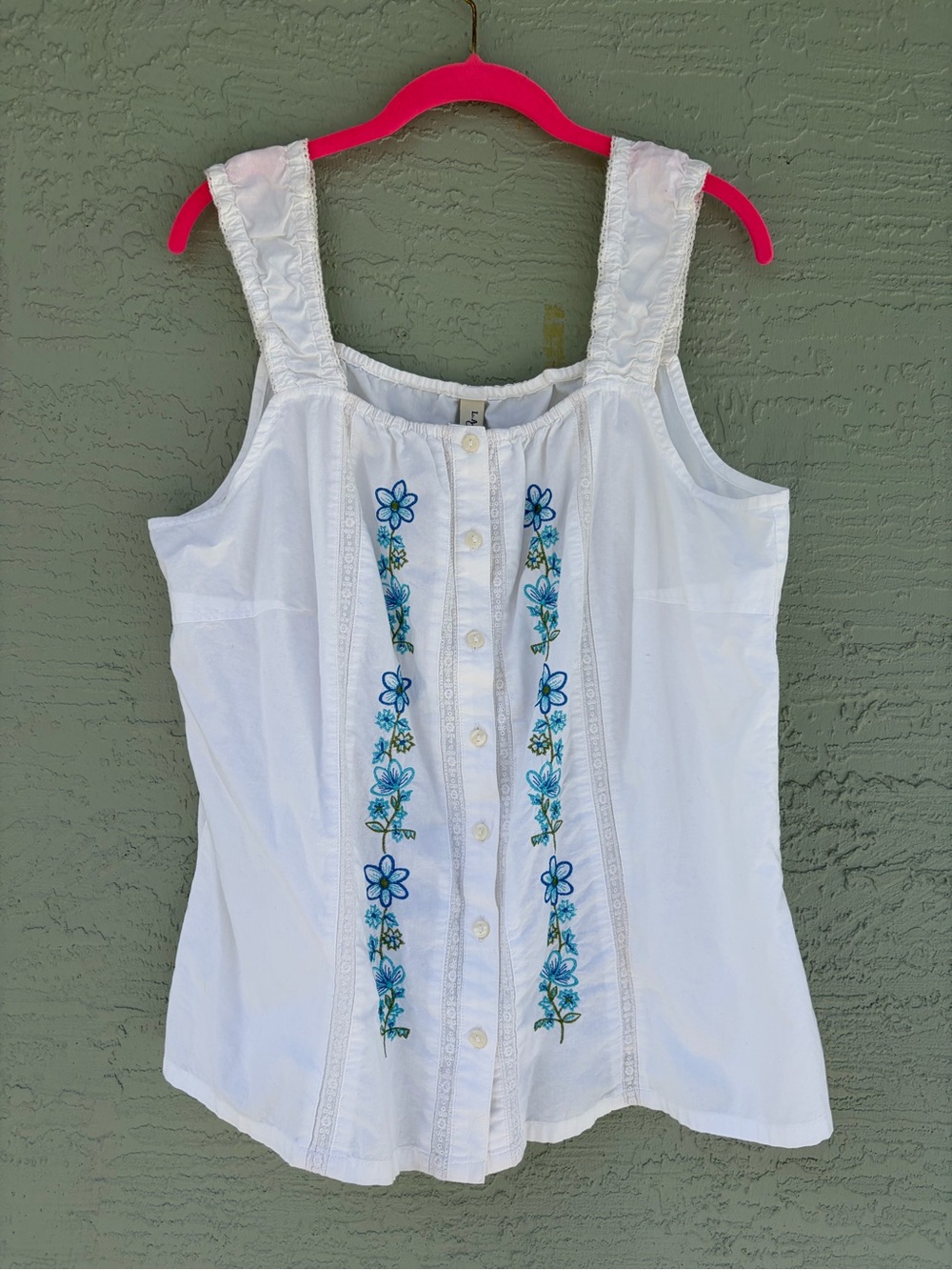 L.A. Blues White Camisole with Blue Floral Details